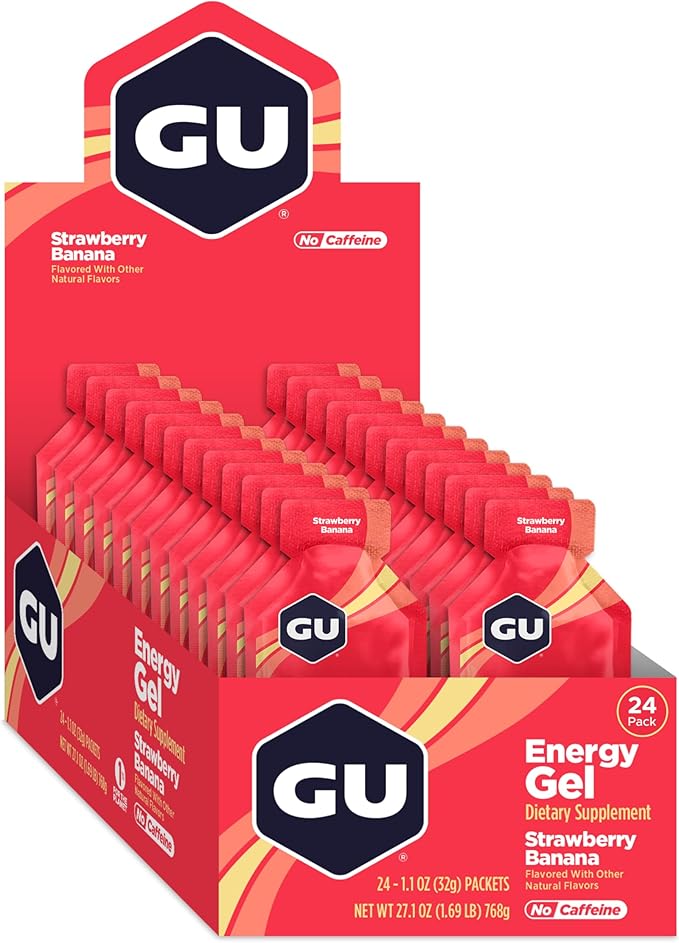 GU Energy Original Sports Nutrition Energy Gel Strawberry Banana 24 Count Box