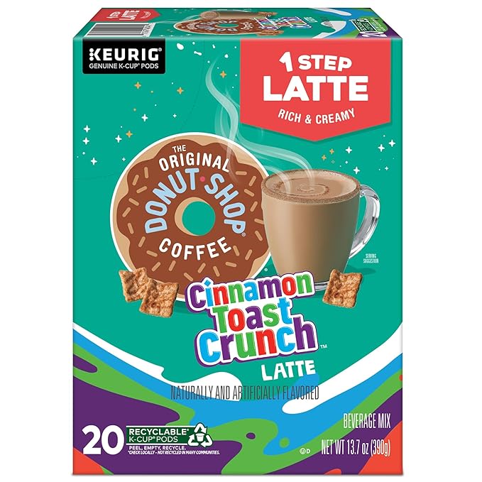 The Original Donut Shop Cinnamon Toast Crunch One-Step Latte Keurig Single Serve K-Cup Pods 20 Count