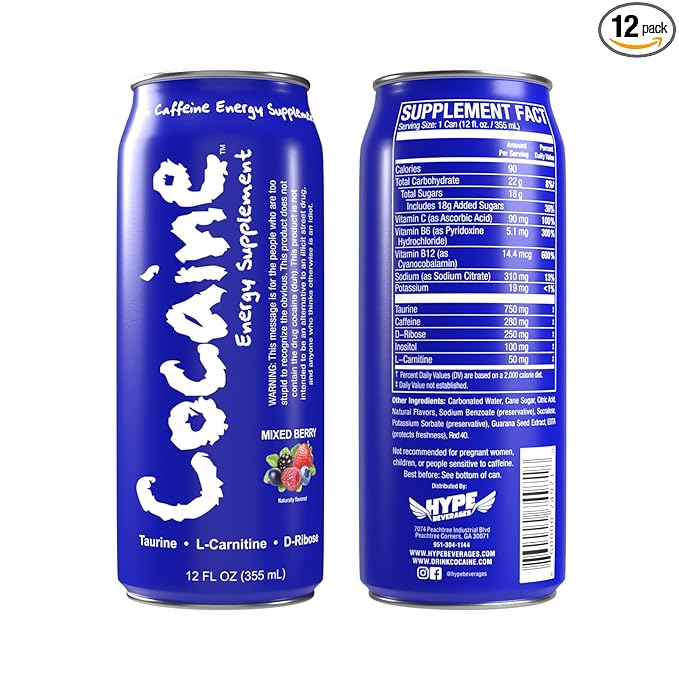 Hype Beverages Official Caffeinated Energy Drink - Healthy Energy Drinks with Taurine L-Carnitine Antioxidants Vitamins - 12 Oz Can - (Pack of 12 Mixed Berry) Preworkout Performance Caffeine Drin