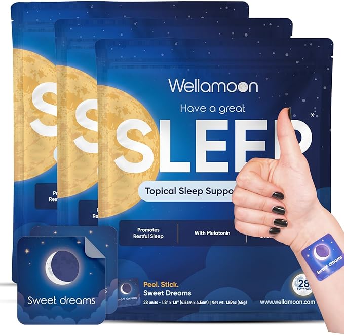 Wellamoon Original Sleep Patches for Adults Extra Strength | Sleep Patch with Melatonin &amp Valerian | Skin-Friendly &amp Cruelty-Free | Long-Lasting Night Comfort for Men &amp Women | Pack of 3 x