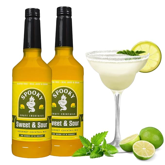 SPOOKY - Sweet and Sour Cocktail Mix - Real Lemon &amp Real Sugar - No Artificial Colors Flavors or Corn Syrup - Premium Gluten Free Cocktail Mixer - 32 Oz (Pack of 2)