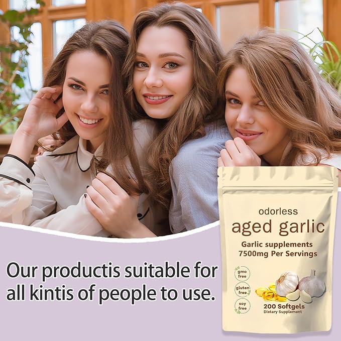 Primus Aged Garlic Extract Supplement - 7500mg Odorless Organic Garlic for Heart &amp Immune Support Non-GMO 200 Count Vegetarian Softgels
