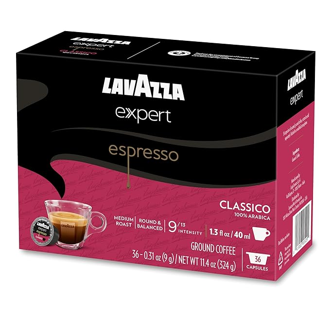 Lavazza Expert Espresso Classico Capsules Medium Roast 100% Arabica Compatible with Lavazza Classy Machines (36 Capsules) (Pack of 2)