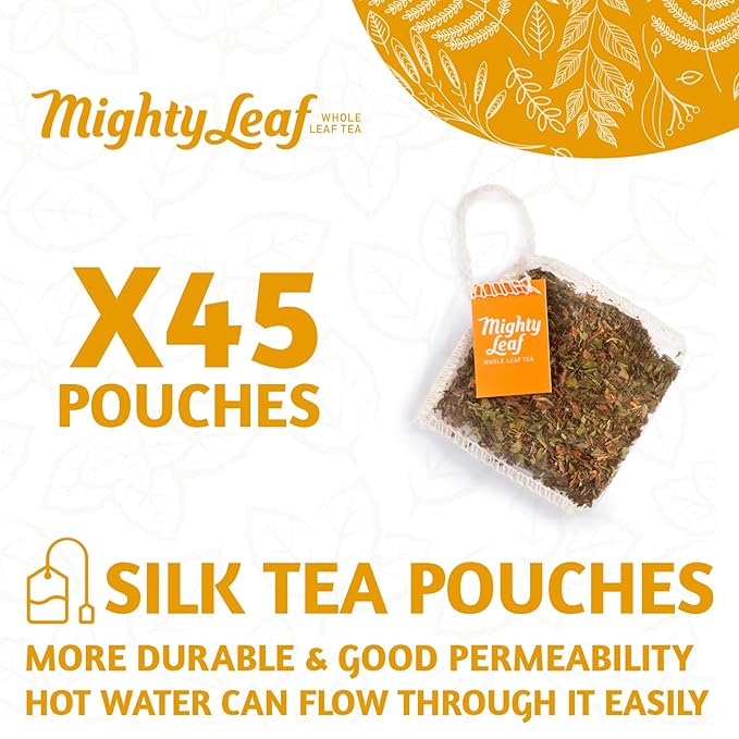 Mighty Leaf Organic Tea Mint Melange 15-Count Whole Leaf Pouches 1.32 Oz (Pack of 3)