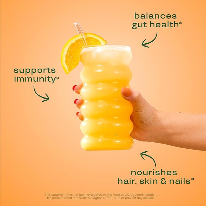 Bloom Nutrition Bovine Colostrum Powder with Vitamin B-12 for Gut Health Immune Support Hair Growth &amp Beauty Supplement | Orange Cream 25 Servings