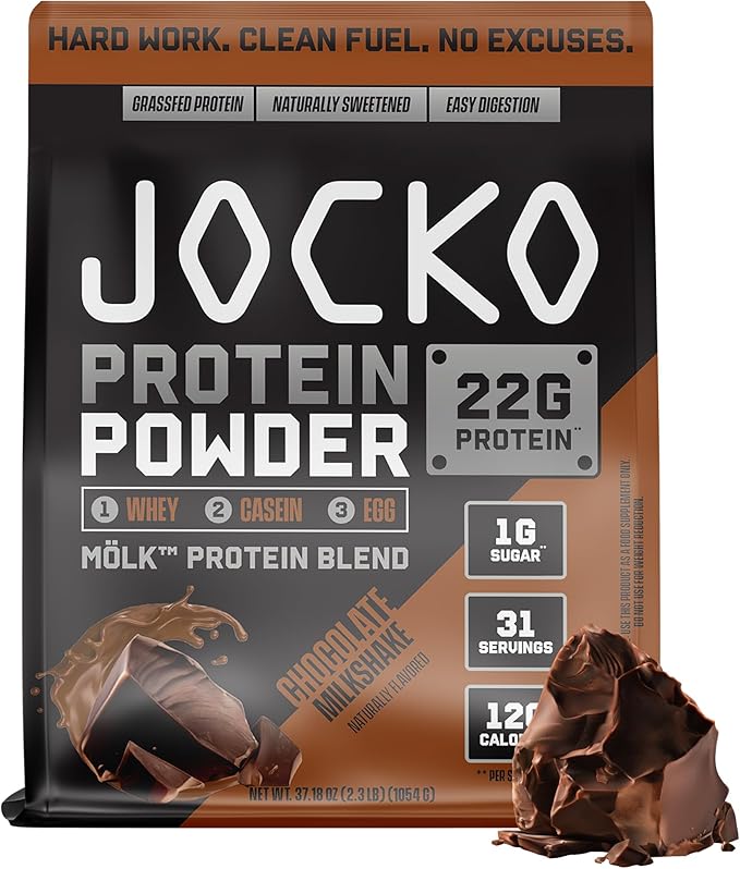 Jocko Fuel 3 Pack Gym Bundle - Creatine Chocolate MOLK &amp Blue Raspberry Pre Workout
