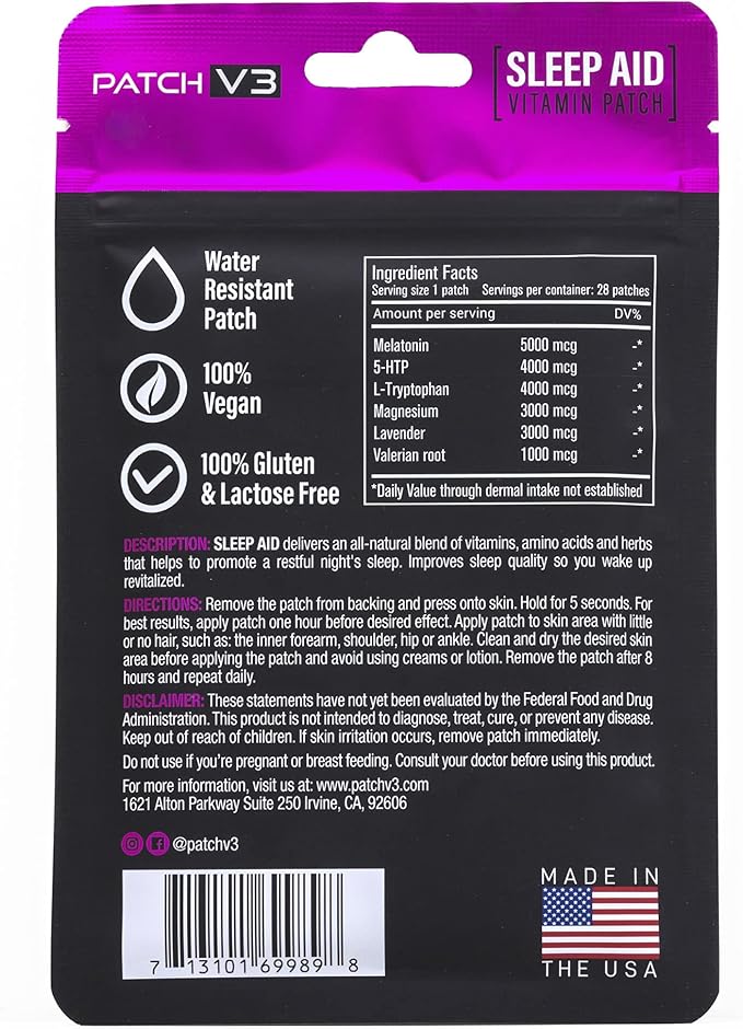 Melatonin Sleep Patches - Sleep Aid Vitiman Patches Calming Lavender with Magnesium Valerian Root Supplement - Natural Vegan Formula