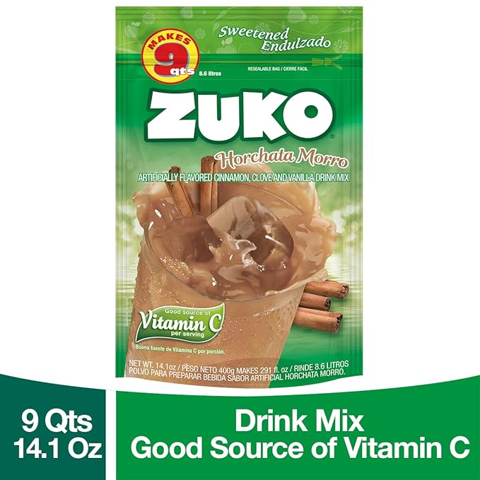 Zuko Horchata Morro Instant Powder Drink | Family Pack | No Sugar Needed | Vitamin C | 14.1 Ounce (Pack of 2)