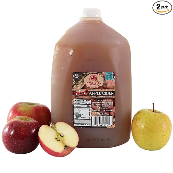 Kauffman Orchards Fresh-Pressed Award-Winning Sweet Apple Cider Frozen For Shipping 0.9 Gallon (Pack of 2)