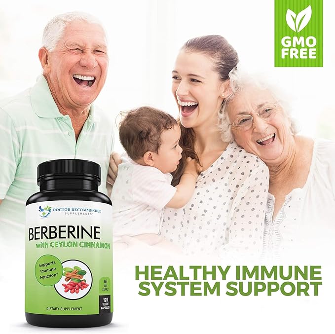 DOCTOR RECOMMENDED SUPPLEMENTS Berberine with Ceylon Cinnamon - 1200mg Berberine &amp 100mg Organic Ceylon Cinnamon - 120 Veggie Capsules Healthy Immune System &amp Gastrointestinal Wellness