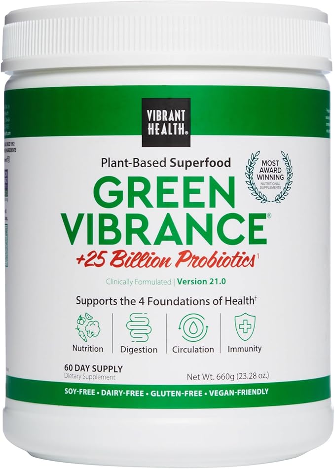 Vibrant Health Green Vibrance Vegan Superfood Powder Boost Energy 60 Servings