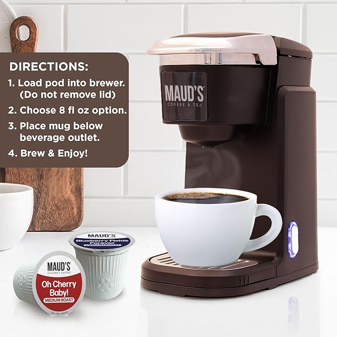 Maud's Blueberry Cherry &amp Raspberry Chocolate Flavored Pods Bundle 54 ct Medium Roast Flavored Coffee in Single Serve Pods – 100% Arabica Coffee Compatible with Keurig K Cups Maker
