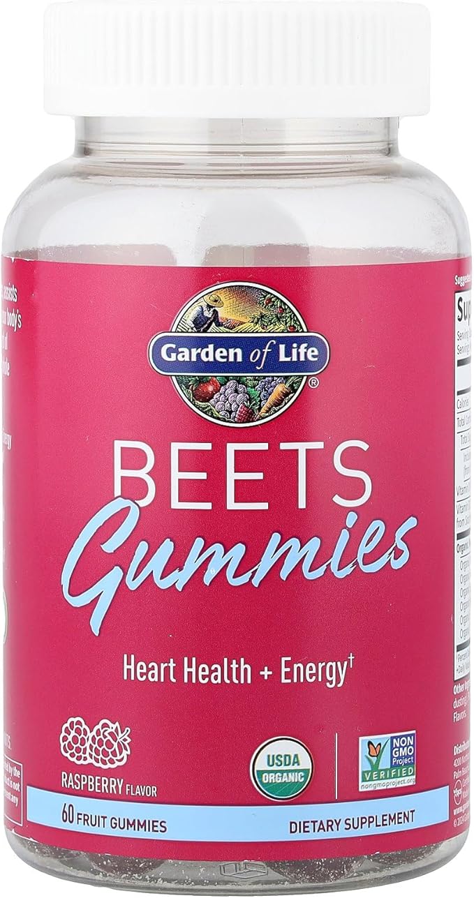 Garden of Life Organic Beet Root Gummies Made from Pectin with Antioxidants Vitamin C Vitamin D &amp B12 for Heart Health &amp Energy – BEETS Gummies – Vegan Gluten Free Non GMO Raspberry 30 S