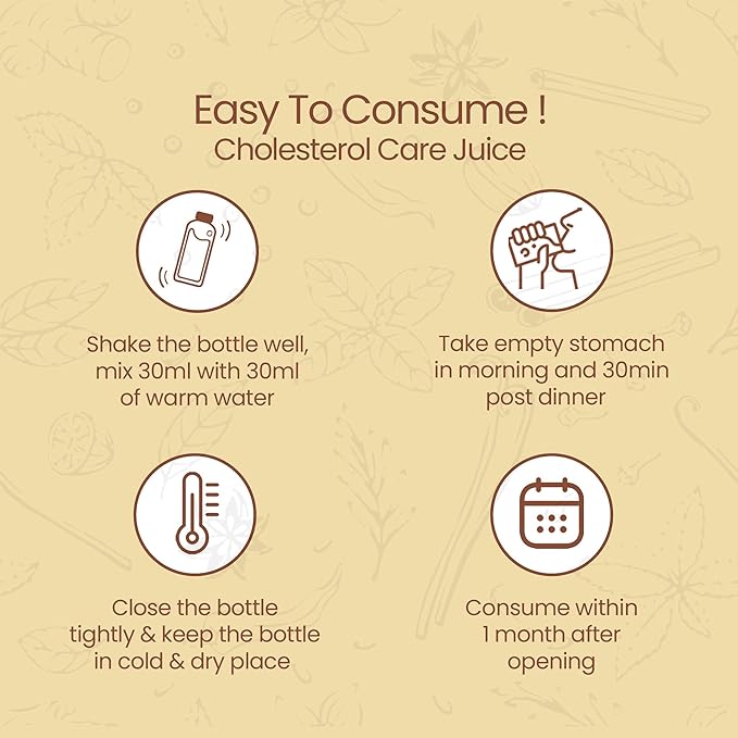 KRISHNA'S HERBAL &amp AYURVEDA Cholesterol Care Juice - 500 Ml (Pack Of 2) Contains Honey With Apple Cider Ginger Garlic Sugar Free Helps In Digestion Made In India 500 ml (Pack of 2)