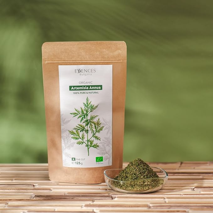 Essences Bulgaria Organic Sweet Wormwood (Artemisia Annua) | Dried Herb 4.4 Oz (125 gr) Fine Cut Loose Leaves and Flowers for Tea | Premium Quality | Non-GMO