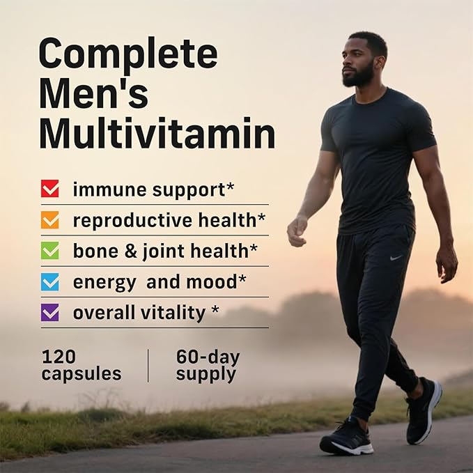 Alpha Tribe Multivitamin for Men w/Sea Moss Black Seed Oil Ashwagandha Turmeric Bladderwrack Burdock Vitamin C Elderberry Manuka | Daily Men's Vitamins &amp Minerals Supplement - 240 Count