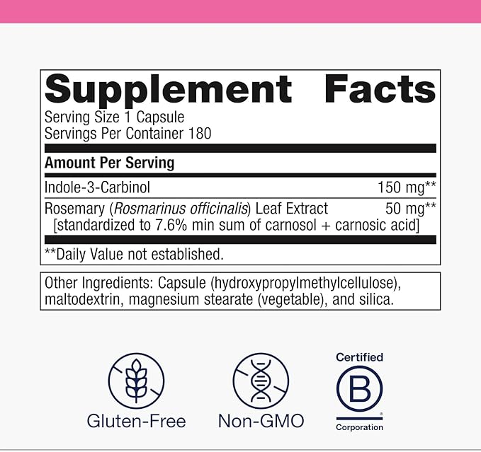 Metagenics Meta Indole-3-Carbinol Supplement - Supports Estrogen Hormone Balance Antioxidant &amp Liver Health* - Non-GMO Gluten-Free Vegan - GMP Certified Facility - 180 Capsules