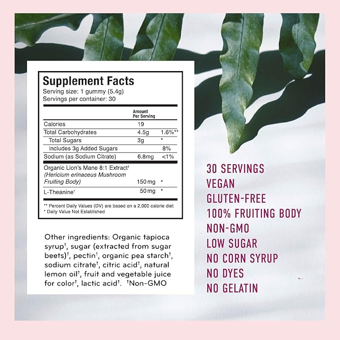 Microjoy Concentrate Gummies – Focus Memory Brain Health &amp Mood Support Supplement – Vegan Non-GMO Gluten-Free - Lemon Flavor (30 Servings)
