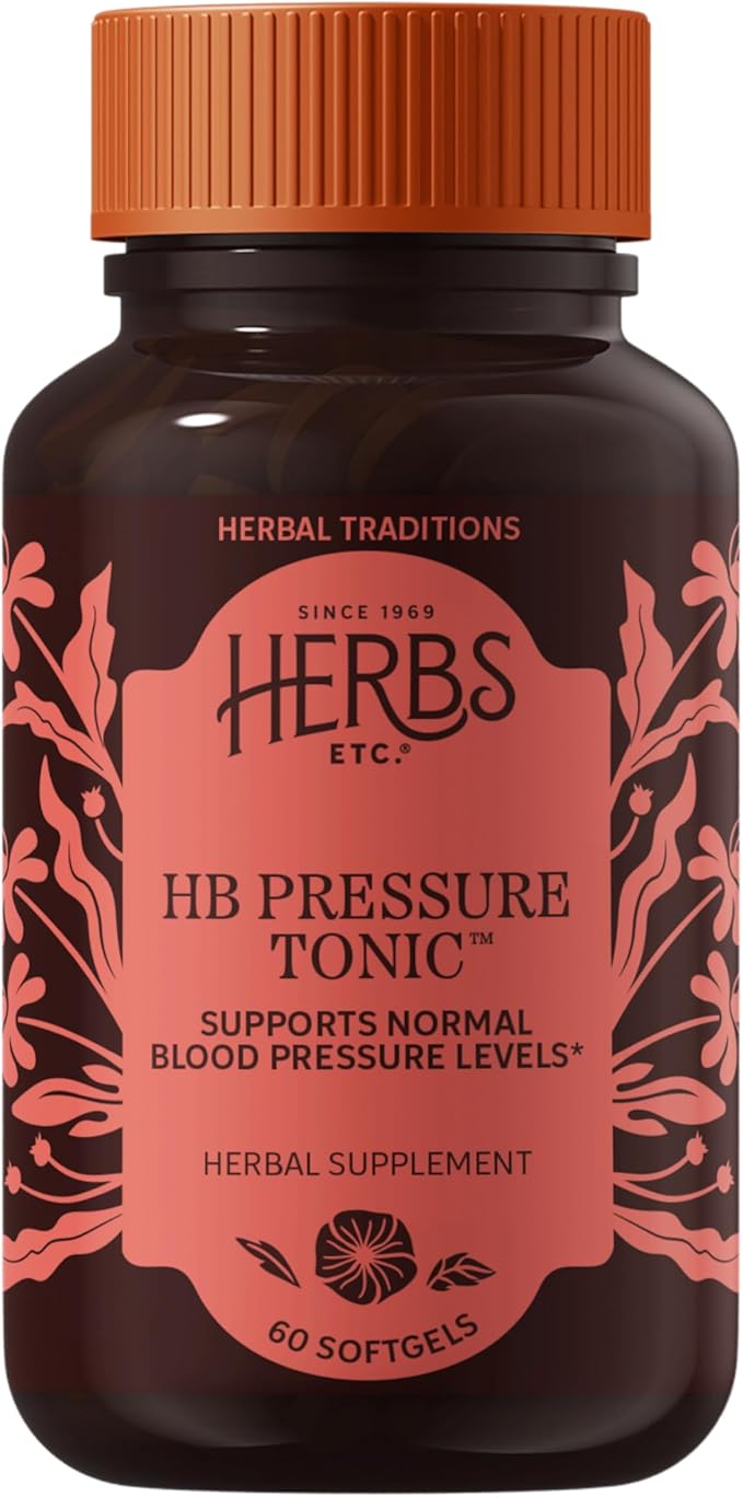 Herbs Etc. HB Pressure Tonic - Healthy Blood Circulation Support Supplement - Aid Cardiovascular Health - Herbal Supplement for Natural Energy Support - Gluten-Free - 60 Softgels (60 Servings)