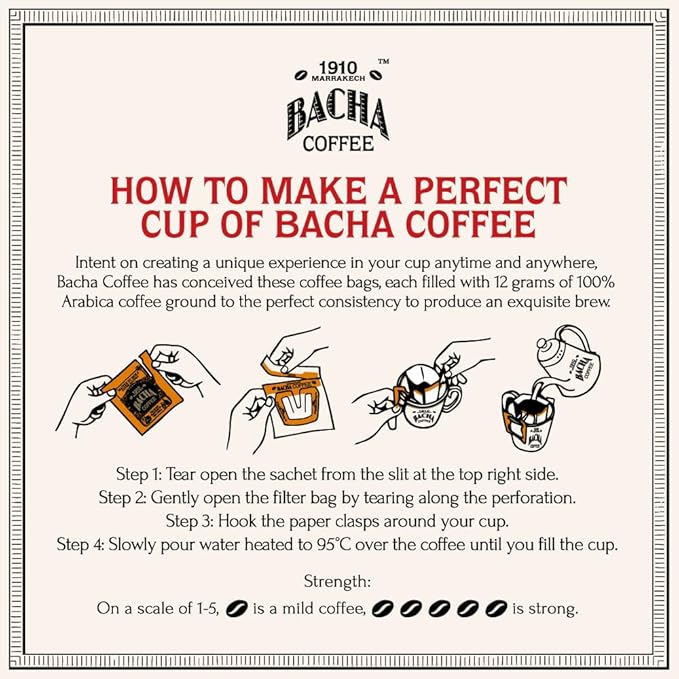 Bacha Coffee | Blue Danube Fine Flavoured Medium Roast 100% Arabica Specialty Coffee 12 Coffee Drip Bags Gift Box