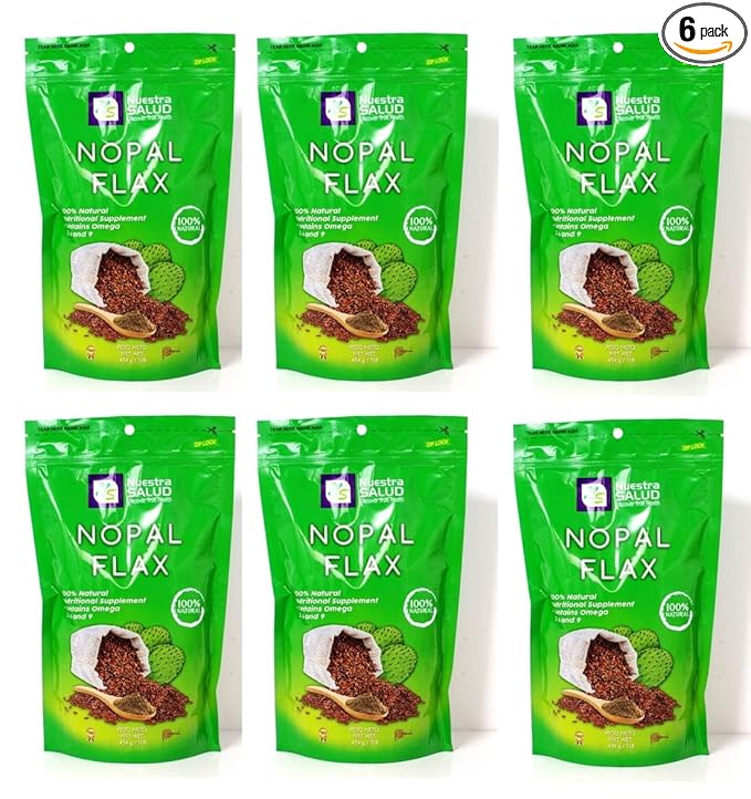 Nuestra NS Salud Nopal Flax Plus Milled Flaxseed Value Pack (6 Units/ 6LB) Colon Cleanse &amp Constipation