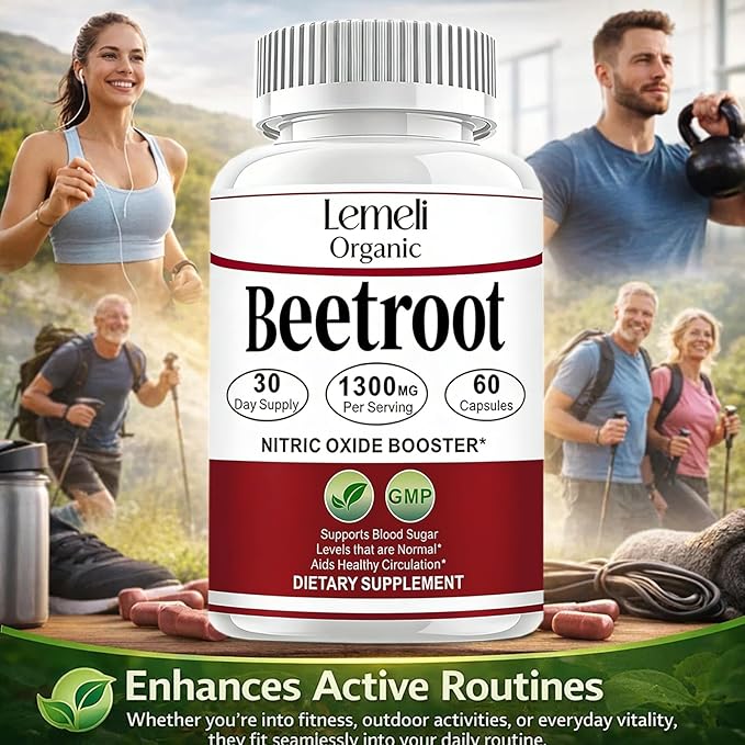 Beetroot Beet Root Capsules Organic Beet Root Powder 1300mg Beet Root Powder 60 Capsules 30-Day Supply (60 Count (Pack of 1))