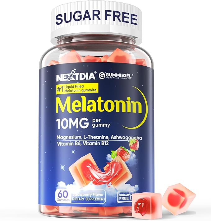 Sugar Free Melatonin Gummies 10mg 20mg Magnesium Glycinate Melatonin for Adults Ashwagandha L-Theanine B6 B12 Lemon Balm and Chamomile for Deep Relaxation Antioxidant Vegan 60 Day