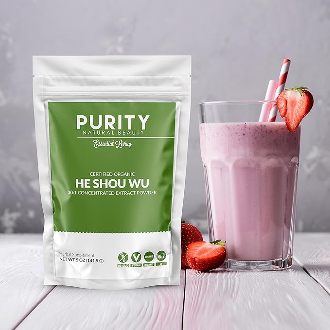 Certified Organic He Shou Wu - Large 5oz Bag of 30:1 Concentrated-Fo-ti - Organic Foti Extract- Fo ti He Shou Wu Organic (Pack of 2-10 Ounces)