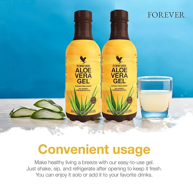 Forever Living - Forever Aloe Vera Gel - 99.7% Pure Inner Leaf Aloe Vera Juice - Preservative-Free - 33.8 fl oz (Pack of 2)