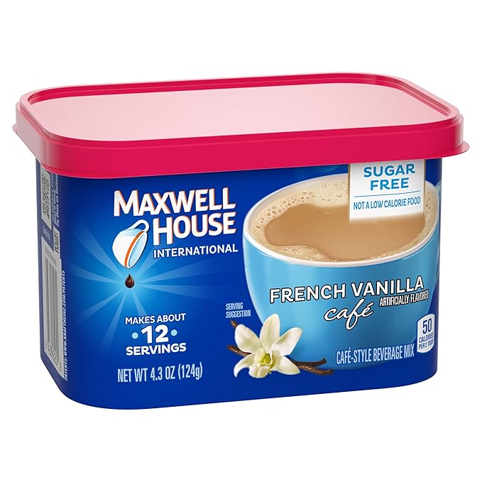 Maxwell House International Sugar-Free French Vanilla Café-Style Instant Coffee Beverage Mix 4.3 oz. Canister