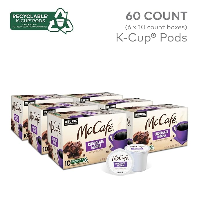 McCafe Chocolate Mocha Single Serve Coffee Keurig K-Cup Pods Flavored Coffee 60 Count (6 Packs of 10)