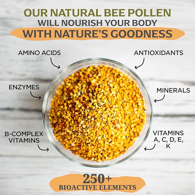 Jamie’s Hive to Table Raw Bee Pollen 10 oz – 100% Pure Bee Pollen – Harvested from Flowers Naturally Dried for Freshness – Great for Smoothies Oatmeal &amp Recipes