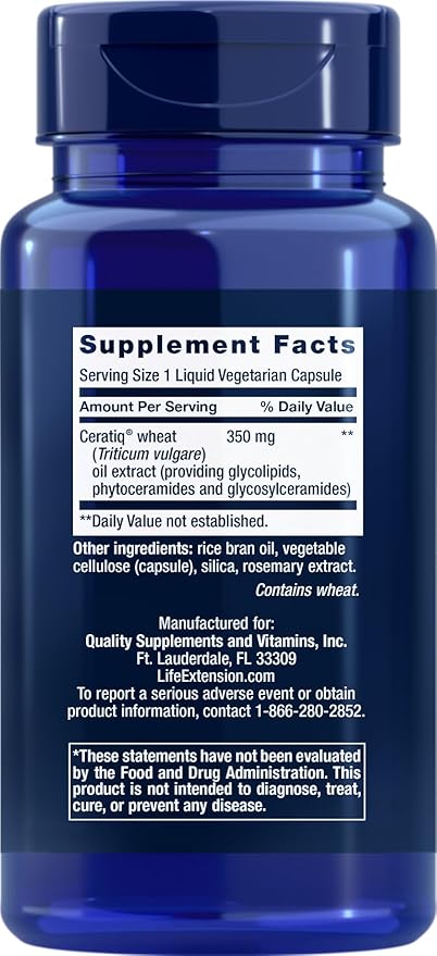 Life Extension Skin Restoring Ceramides 50 Liquid Veg Caps (Pack of 2) - Non-GMO Vegetarian Phytoceramide Supplement