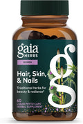 Gaia Herbs Hair Skin &amp Nail Support - Supplement to Support Healthy Skin Hair &amp Nail Health* - Astaxanthin Horsetail Gotu Kola &amp Burdock - 60 Vegan Liquid Phyto-Capsules (30 Servings)
