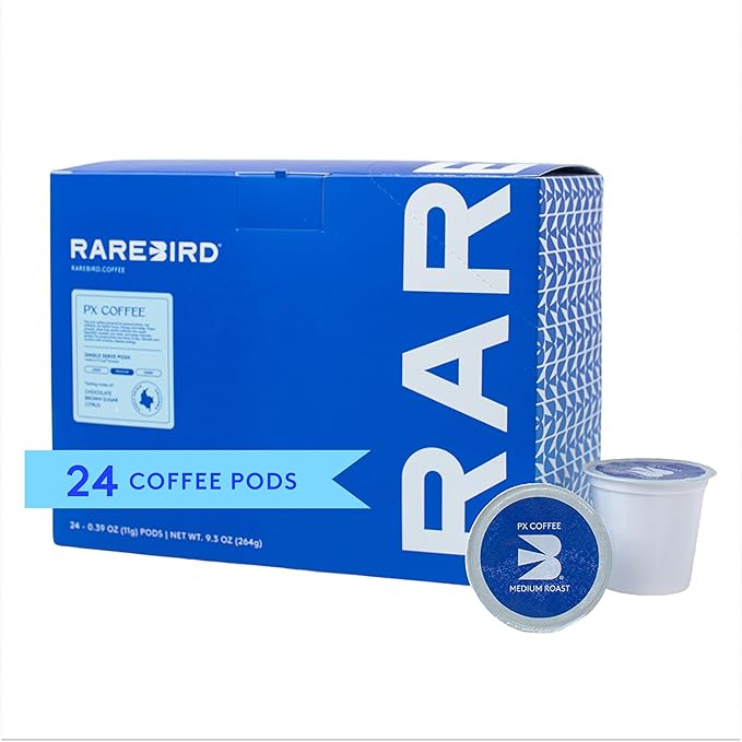 Rarebird Px Coffee Pods (Medium Roast) | Compatible with K-Cup® Brewers | Jitter-Free Energy Refined Focus Sleep-Friendly | Coffee Made with Paraxanthine Instead of Caffeine 24 Count