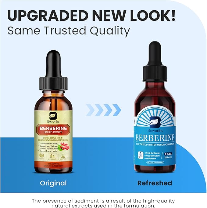 Berberine Supplement with Ceylon Cinnamon - Berberine Liquid Drops with Turmeric Curcumin Ceylon Cinnamon Bitter Melon Berberine Phytosome for Digestion System Immune Health Support -Vegetarian