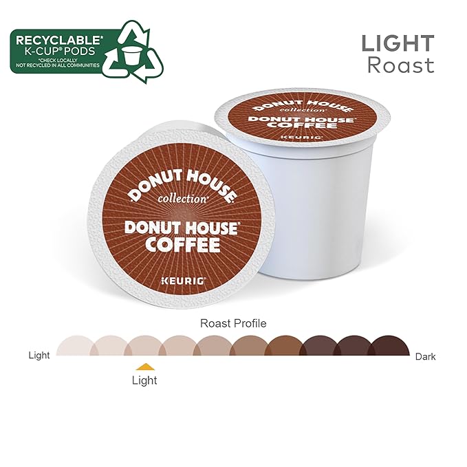 Donut House Collection Donut House Coffee Single-Serve Keurig K-Cup Pods Light Roast 48 Count (2 Boxes of 24 Pods)