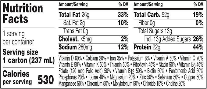 Boost Very High Calorie Strawberry and Vanilla Nutritional Drinks with 22g Protein 530 Calories 8 Fl Oz (Packs of 24)