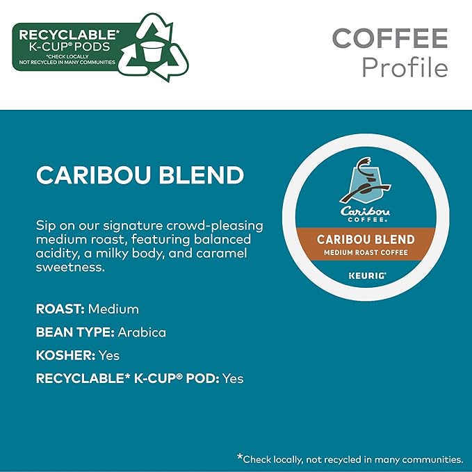 Caribou Coffee® Single-Serve Coffee K-Cup® Caribou Blend 96 Count (4 Packs of 24)