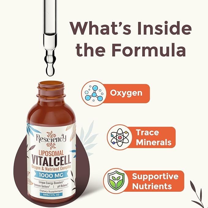 13-in-1 Liquid Oxygen Boost &amp Nutrient Supplement Liposomal Optimized-Delivery Blend with Trace Minerals Amino Acids CoQ10 B Vitamins &amp Fulvic Acid Daily Wellness Liquid Oxygen Drops 2 f