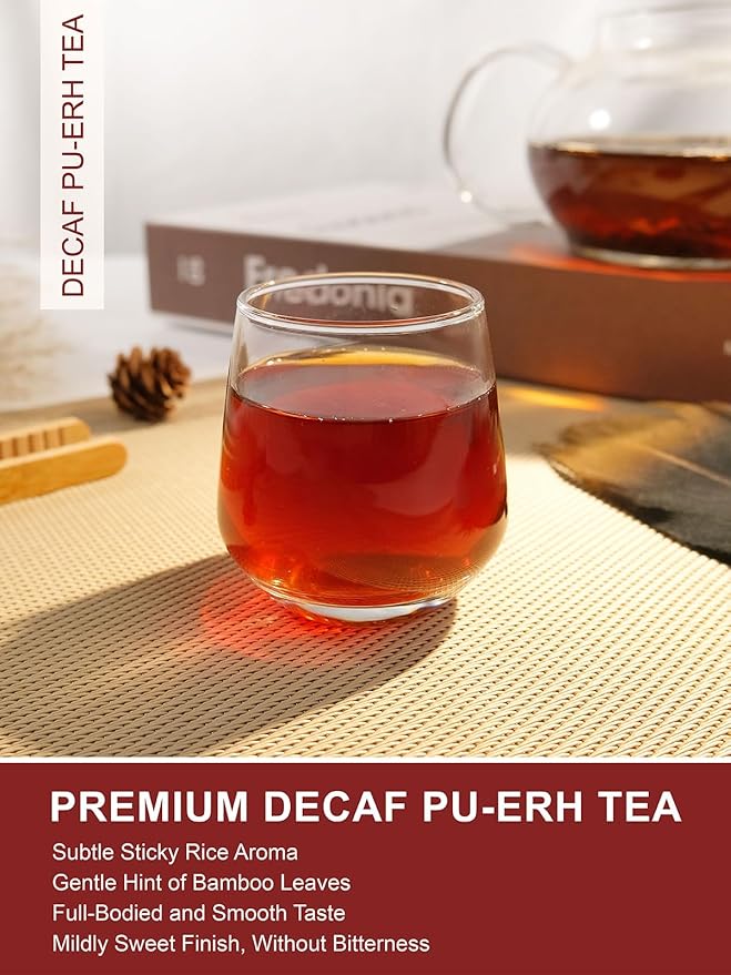 TeeLux Decaf Pu erh Tea Loose Leaf Naturally Aged Yunnan Decaffeinated Ripe Pu erh Tea Smooth &amp Mellow Flavor 16oz