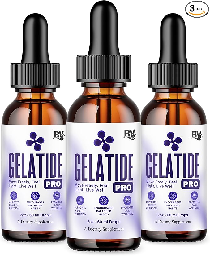 Blue Vibe Gelatide Liquid Drops Gela Tide Advanced Maximum Strength Overall Health &amp Wellness Support Supplement Gelatide Premium Daily Health and Overall Energy Formula (3 Pack - 6oz / 180ml)