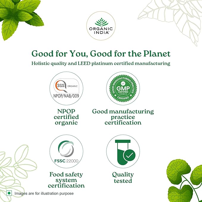 A TATA Product - Organic India Moringa Hibiscus Infusion 25 Tea Bags Certified Organic Antioxidant-Rich Caffeine-Free Whole Herb Blend