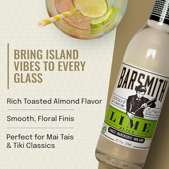 Barsmith Bar Essentials Sweetened Lime Juice - Lime Juice for Cocktails Made with Cane Sugar - No Artificial Flavors or Preservatives - Ideal for Margaritas Gimlets &amp Daquiris - 12.7oz (Pack of 6
