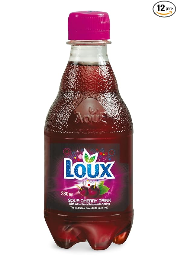 Loux | Greek Soft Drink | Sour Cherry | Pack of 12 | 330ml