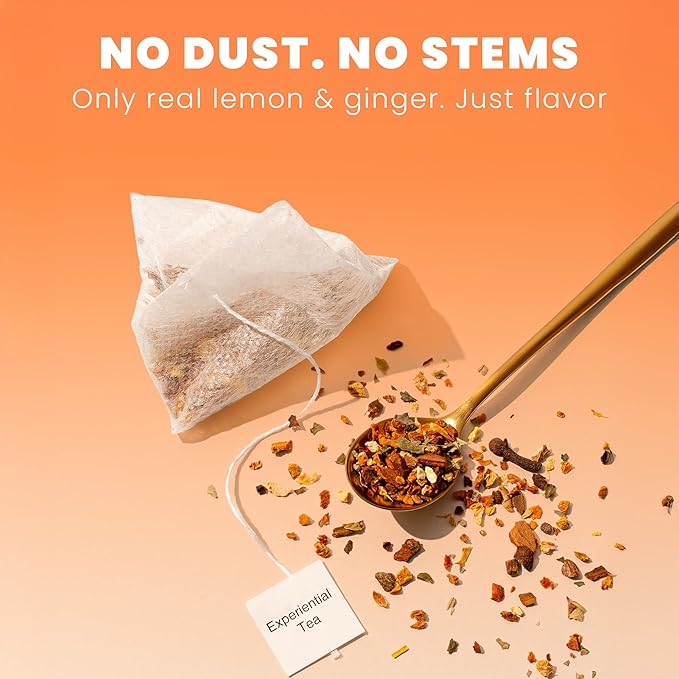 Yellow.fit Ginger Lemon Herbal Tea Bags – 1500mg Loose Leaf Tea Bags Caffeine-Free Herbal Tea with Ginger Root &amp Lemon Peel Plant-Based Tea Bags 100 Count