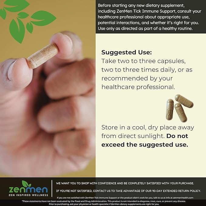 Zenmen Daily Tick Guard - Supports Your Defenses Before Outdoors Exposure - Tick Immune Support 3 Bottles
