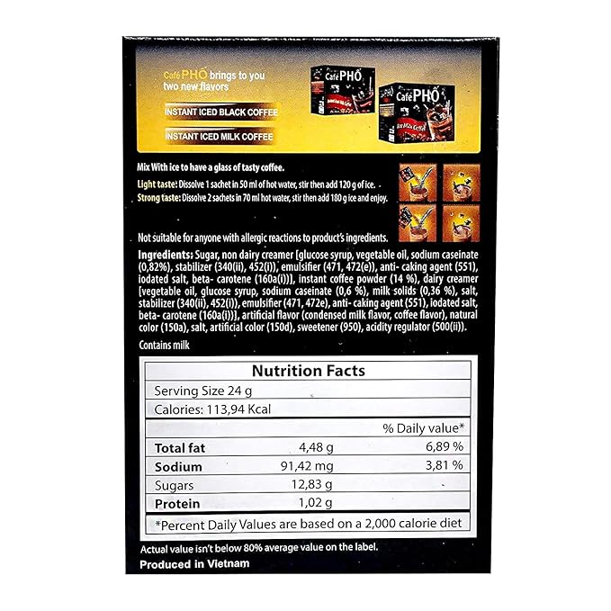 Cafe Pho Vietnamese 3in1 Instant Coffee Mix Iced Milk Coffee Cafe Sua Da Single Serve Coffee Packets Box of 9 Sachets Pack of 3