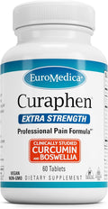 EuroMedica Curaphen Extra Strength - Curcumin &amp Boswellia Supplement for Healthy Circulation Support - Turmeric Supplement to Support Joints Muscle Health &amp Endorphin Production - 60 Tablets