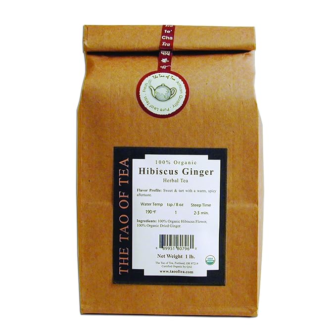 The Tao of Tea Hibiscus Ginger 100% Organic Blended Herbal Tea 1-Pounds